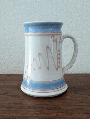 Vintage Studio Art Pottery Tall Mug Beer Stein 90's Style Artist Signed 5.75"